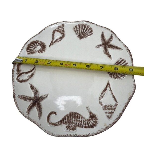 Zodax Seashell Plate Lot of 2 Nautical Beach Home Decor Embossed Seahorse Ocean - Picture 14 of 15